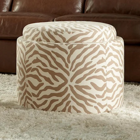 Round Storage Ottoman with Tray